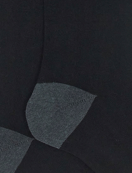 Men's long plain black cotton and cashmere socks with contrasting details - Man | Gallo 1927 - Official Online Shop