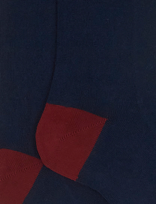 Men's long plain navy cotton and cashmere socks with contrasting details - Man | Gallo 1927 - Official Online Shop