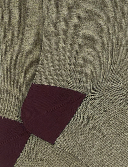 Men's long plain sand cotton and cashmere socks with contrasting details - Man | Gallo 1927 - Official Online Shop