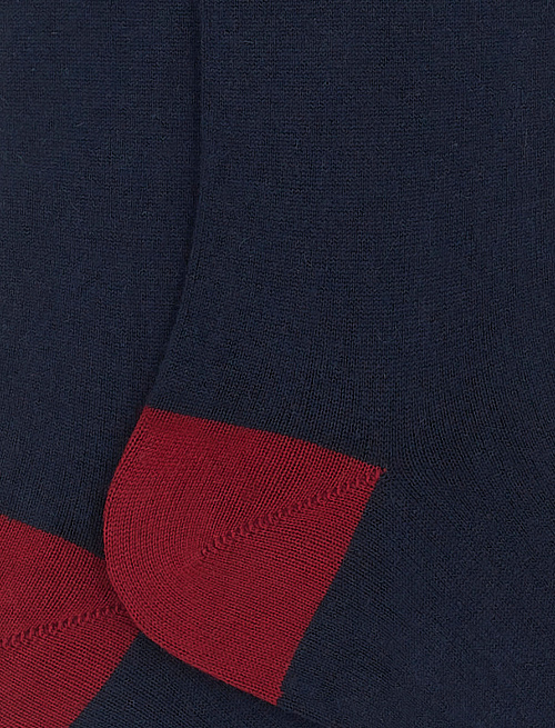 Men's short plain navy cotton and cashmere socks with contrasting details - Man | Gallo 1927 - Official Online Shop