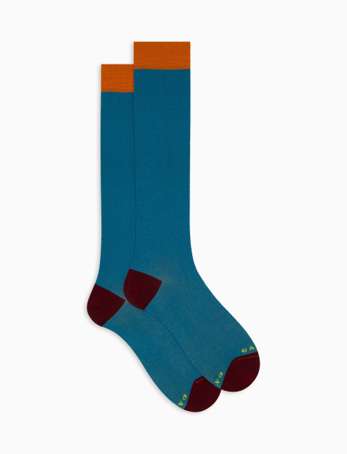 Men's long plain light blue cotton socks - Long | Gallo 1927 - Official Online Shop