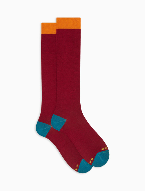 Men's long plain red cotton socks - Socks | Gallo 1927 - Official Online Shop