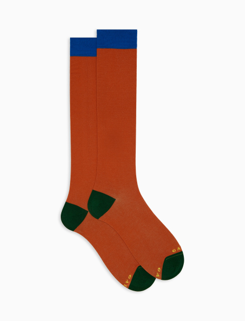 Men's long plain orange cotton socks - The SS Edition | Gallo 1927 - Official Online Shop