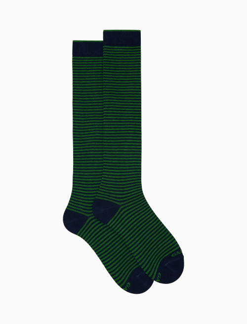 Men's long green cotton socks with Windsor stripes - Windsor | Gallo 1927 - Official Online Shop