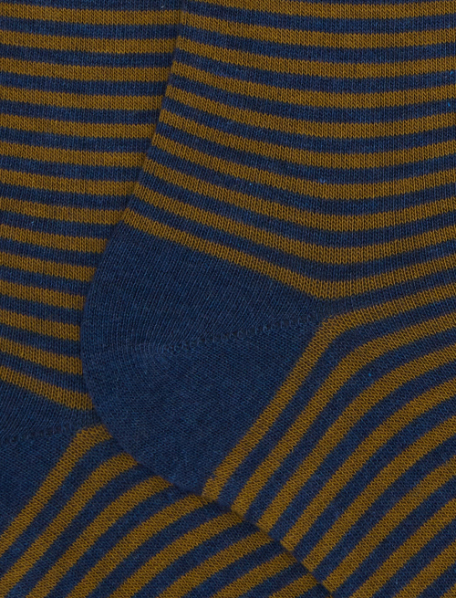 Men's long blue cotton socks with Windsor stripes | Gallo 1927 - Official Online Shop