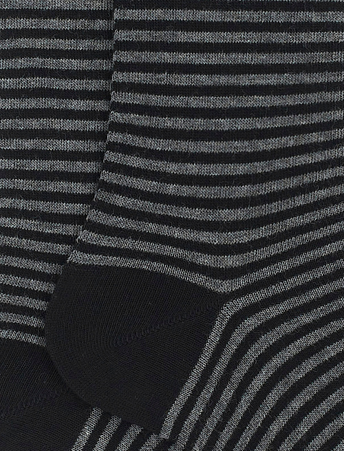 Men's short black cotton socks with Windsor stripes - Man | Gallo 1927 - Official Online Shop