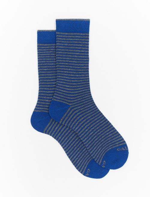 Men's short dark blue cotton socks with Windsor stripes - Windsor | Gallo 1927 - Official Online Shop