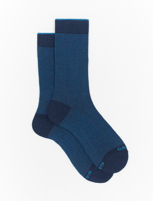 Men's short royal cotton socks with two-tone stripes | Gallo 1927 - Official Online Shop
