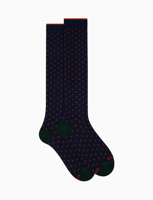 Men's long blue cotton socks with polka dots - Polka Dot | Gallo 1927 - Official Online Shop
