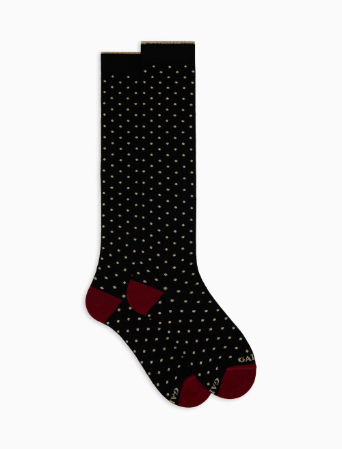 Calze lunghe uomo cotone nero fantasia pois - Pois | Gallo 1927 - Official Online Shop