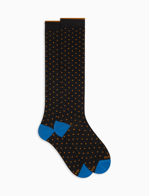 Men's long grey cotton socks with polka dots - Polka Dot | Gallo 1927 - Official Online Shop
