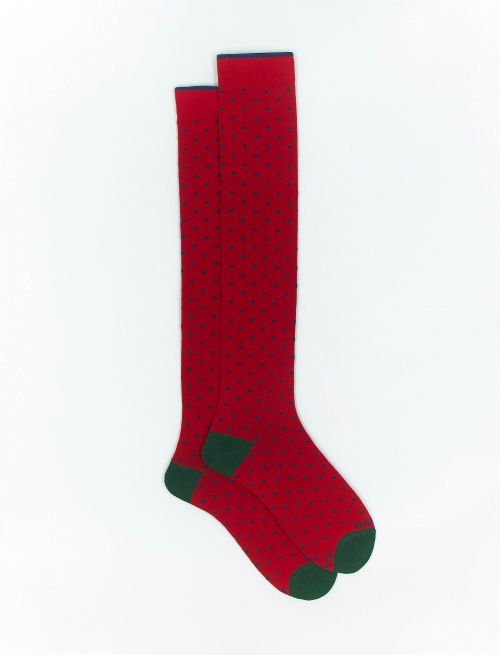 Men's long red cotton socks with polka dots - Polka Dot Gallo | Gallo 1927 - Official Online Shop