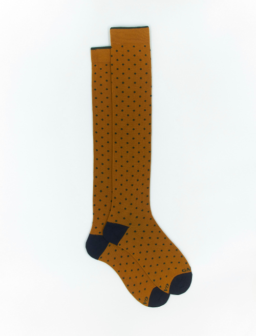 Men's long curry cotton socks with polka dots - Polka Dot Gallo | Gallo 1927 - Official Online Shop