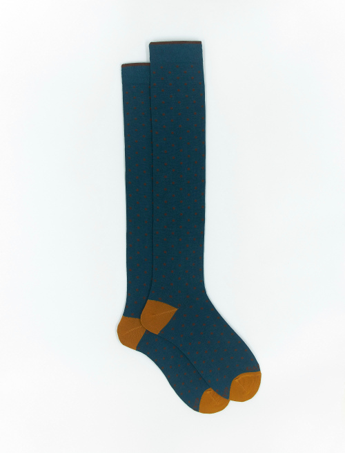 Men's long duck blue cotton socks with polka dots - Polka Dot Gallo | Gallo 1927 - Official Online Shop