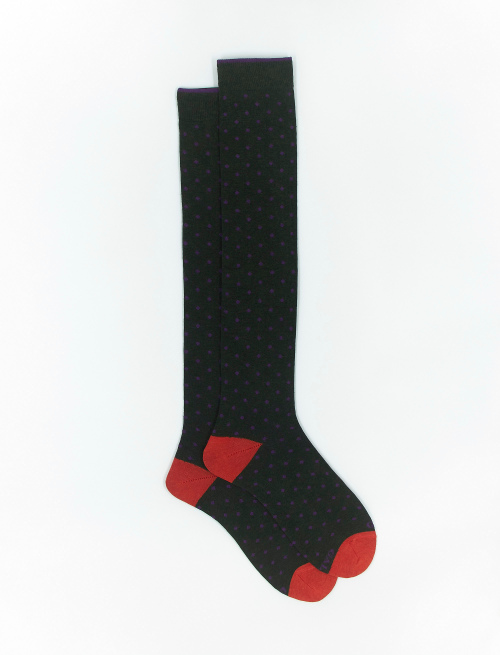 Men's long forest green cotton socks with polka dots - Polka Dot Gallo | Gallo 1927 - Official Online Shop