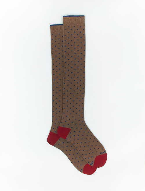 Men's long walnut cotton socks with polka dots - Polka Dot Gallo | Gallo 1927 - Official Online Shop
