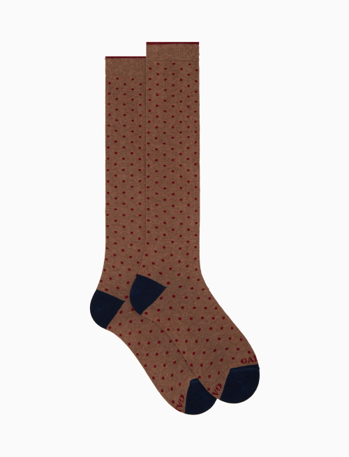 Men's long beige cotton socks with polka dots - Polka Dot | Gallo 1927 - Official Online Shop