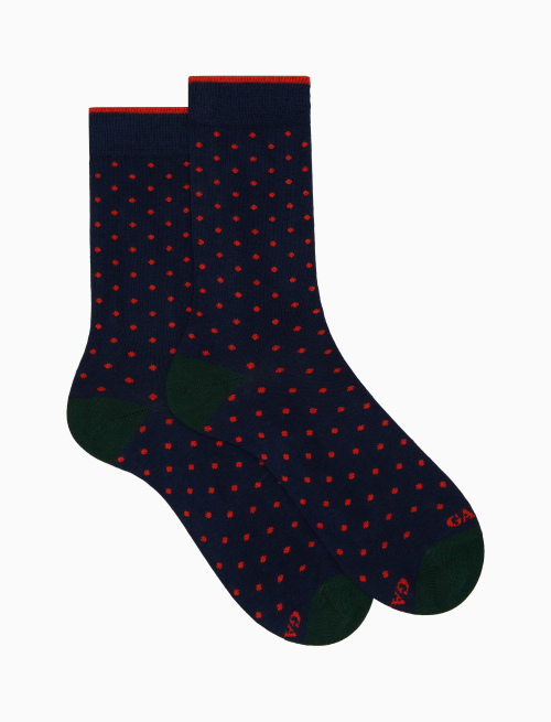 Men's short blue cotton socks with polka dots - Polka Dot | Gallo 1927 - Official Online Shop
