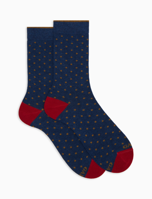 Calze corte uomo cotone blu fantasia pois - Pois | Gallo 1927 - Official Online Shop