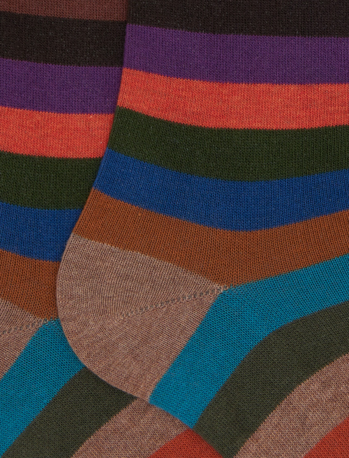 Men's long beige cotton socks with even stripes - Man | Gallo 1927 - Official Online Shop
