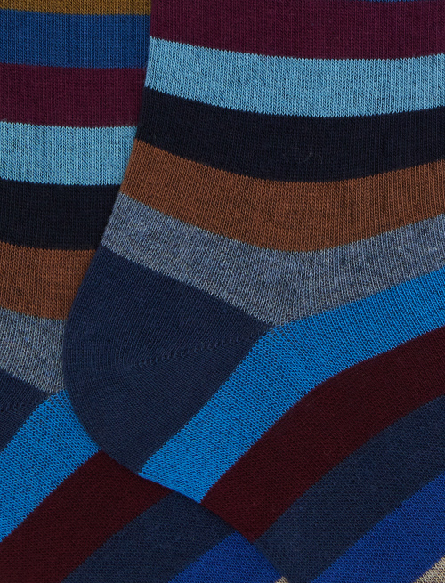 Men's long blue cotton socks with even stripes - Socks | Gallo 1927 - Official Online Shop
