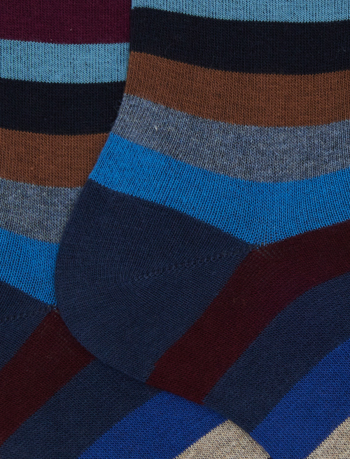 Men's short blue cotton socks with even stripes - Man | Gallo 1927 - Official Online Shop