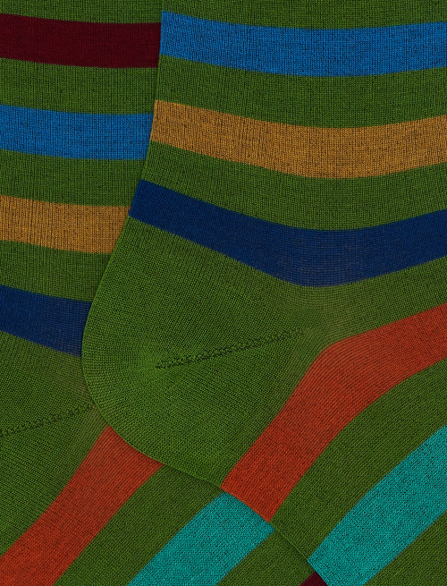 Men's long green cotton socks with even stripes - The SS Edition | Gallo 1927 - Official Online Shop
