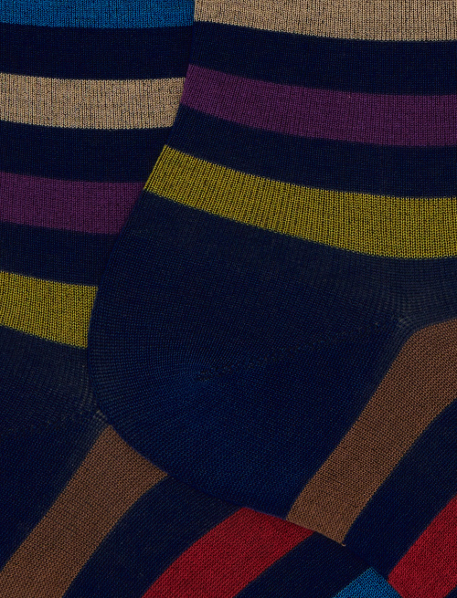 Men's short blue cotton socks with even stripes - The SS Edition | Gallo 1927 - Official Online Shop