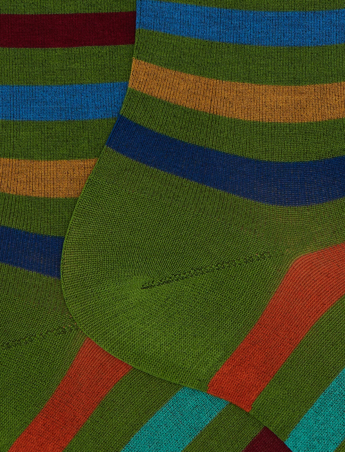 Men's short green cotton socks with even stripes - The SS Edition | Gallo 1927 - Official Online Shop