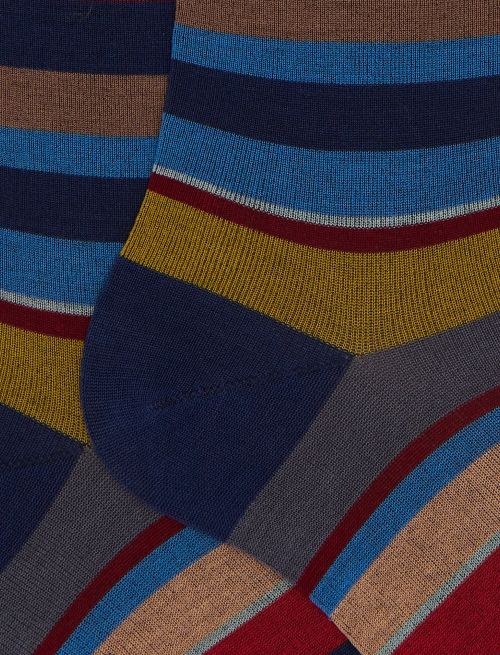 Calze corte uomo cotone righe multicolor blu - Corte | Gallo 1927 - Official Online Shop
