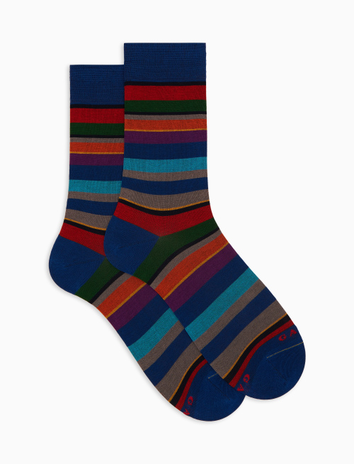 Calze corte uomo cotone righe multicolor blu - Corte | Gallo 1927 - Official Online Shop