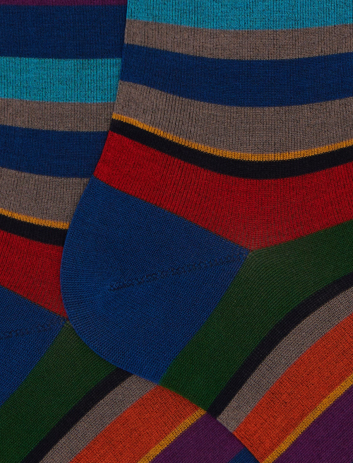 Calze corte uomo cotone righe multicolor blu - Corte | Gallo 1927 - Official Online Shop