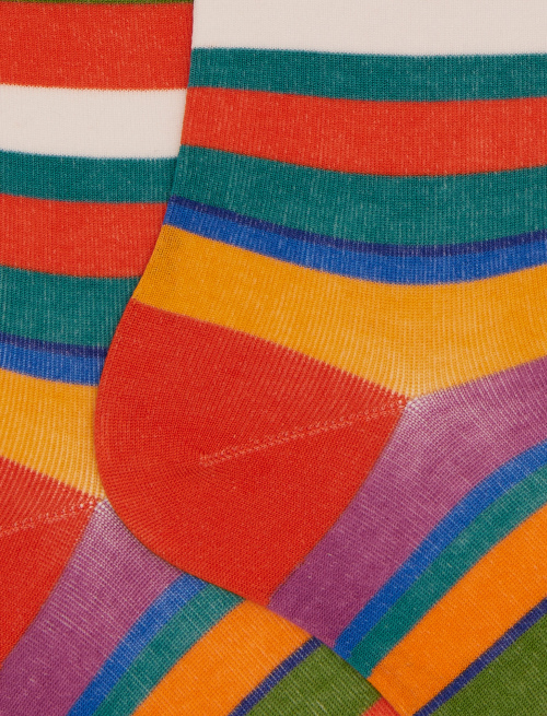 Calze corte uomo cotone righe multicolor arancio - Corte | Gallo 1927 - Official Online Shop