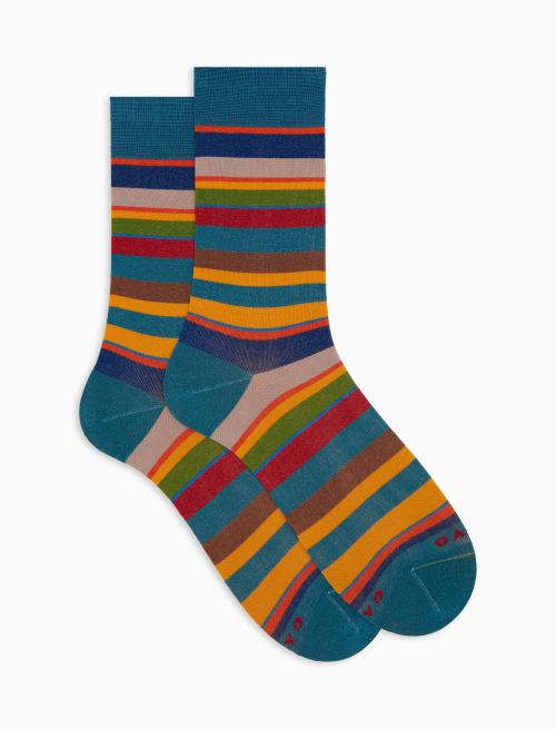 Calze corte uomo cotone righe multicolor azzurro - Corte | Gallo 1927 - Official Online Shop