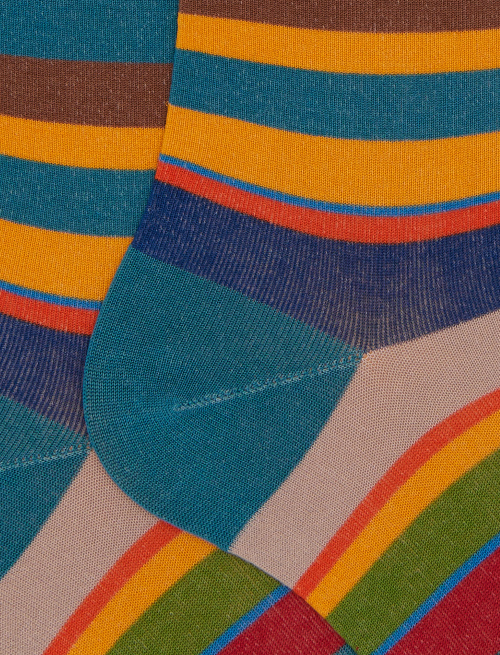 Calze corte uomo cotone righe multicolor azzurro - Corte | Gallo 1927 - Official Online Shop