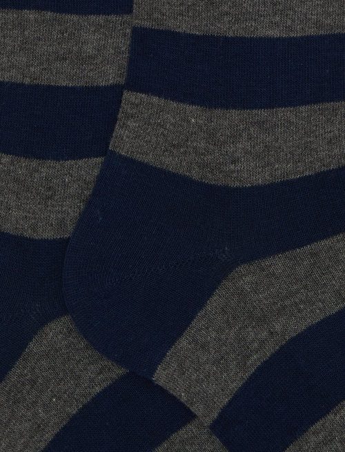 Men's long royal cotton socks with two-tone stripes - Man | Gallo 1927 - Official Online Shop