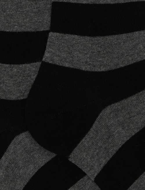 Men's long black cotton socks with two-tone stripes - Man | Gallo 1927 - Official Online Shop