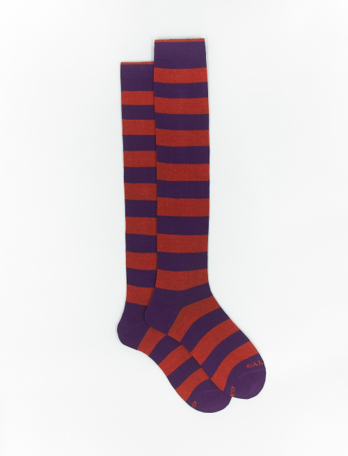Men's long strelizia cotton socks with two-tone stripes - Bicolor | Gallo 1927 - Official Online Shop