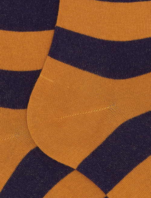 Men's long yellow cotton socks with two-tone stripes - Bicolor | Gallo 1927 - Official Online Shop