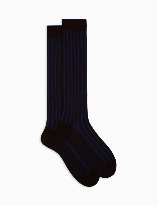 Men's long brown plated cotton socks with wide rib stitch - Socks | Gallo 1927 - Official Online Shop