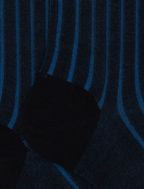 Calze lunghe uomo cotone blu vanisé a coste larghe - Uomo | Gallo 1927 - Official Online Shop