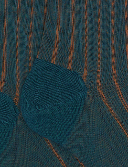 Men's long green plated cotton socks with wide rib stitch - Vanisé | Gallo 1927 - Official Online Shop
