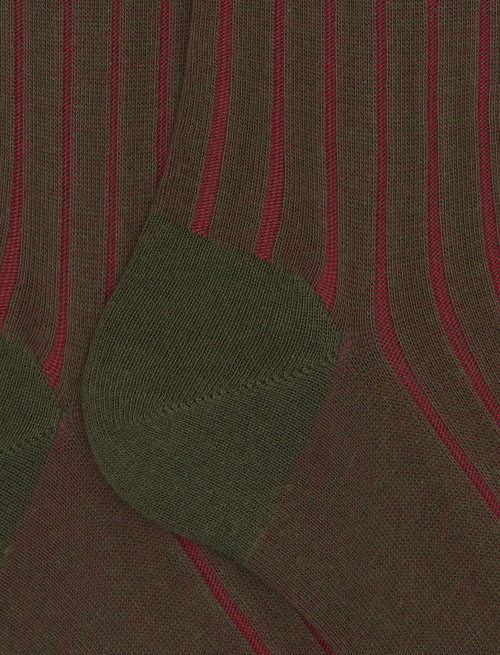 Men's long green plated cotton socks with wide rib stitch - Vanisé | Gallo 1927 - Official Online Shop