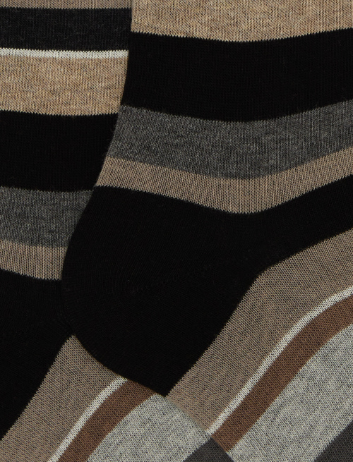Men's long black cotton socks with multicoloured stripes - Man | Gallo 1927 - Official Online Shop