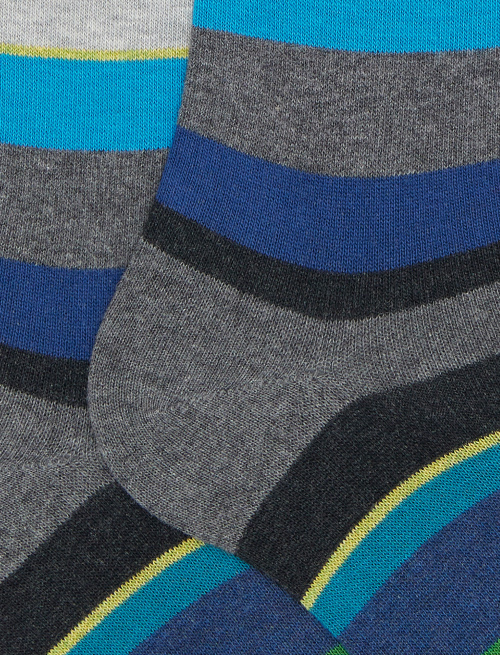 Men's long grey cotton socks with multicoloured stripes - Man | Gallo 1927 - Official Online Shop