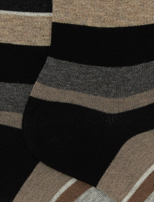 Men's short black cotton socks with multicoloured stripes | Gallo 1927 - Official Online Shop