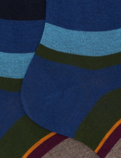 Calze corte uomo cotone blu righe multicolor - New In | Gallo 1927 - Official Online Shop