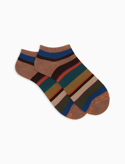 Calze fantasmini uomo cotone beige righe multicolor - New In | Gallo 1927 - Official Online Shop