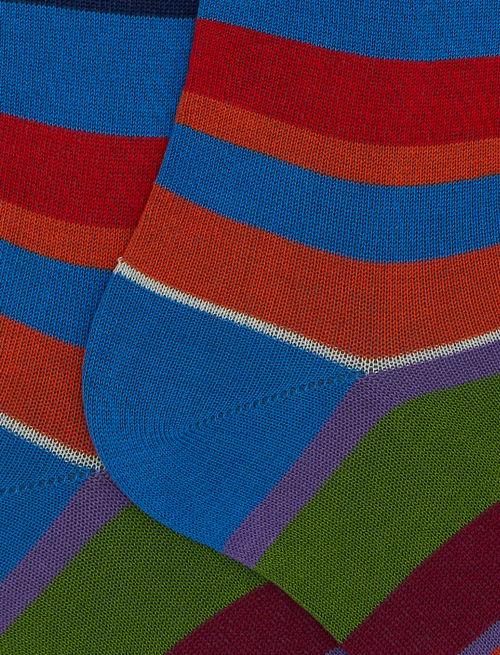Calze lunghe uomo cotone righe multicolor azzurro - Past Season | Gallo 1927 - Official Online Shop