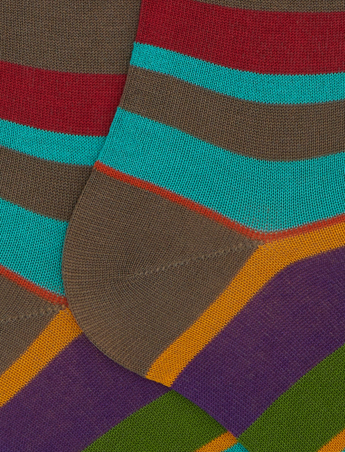 Calze lunghe uomo cotone righe multicolor marrone - Past Season | Gallo 1927 - Official Online Shop